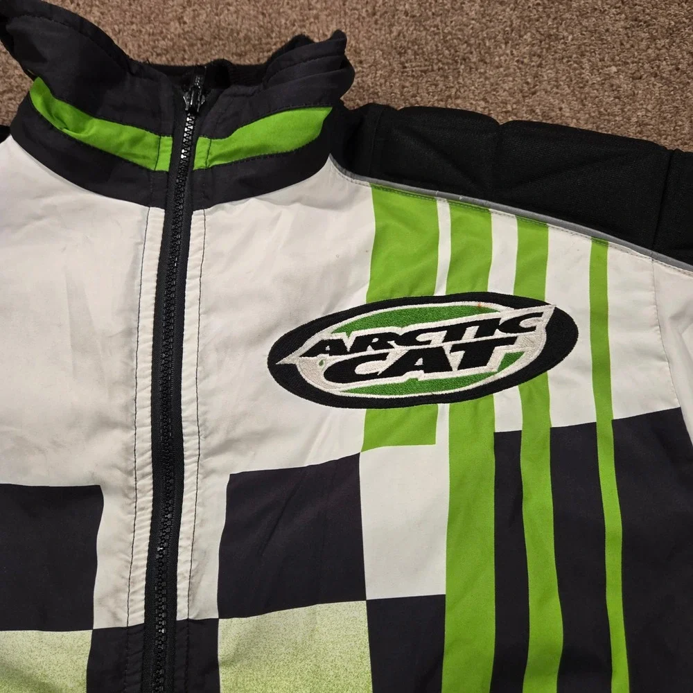 Vintage Arctic‎ Cat Vaporblast Jacket Mens Medium Green Checkered Thinsulate Zip